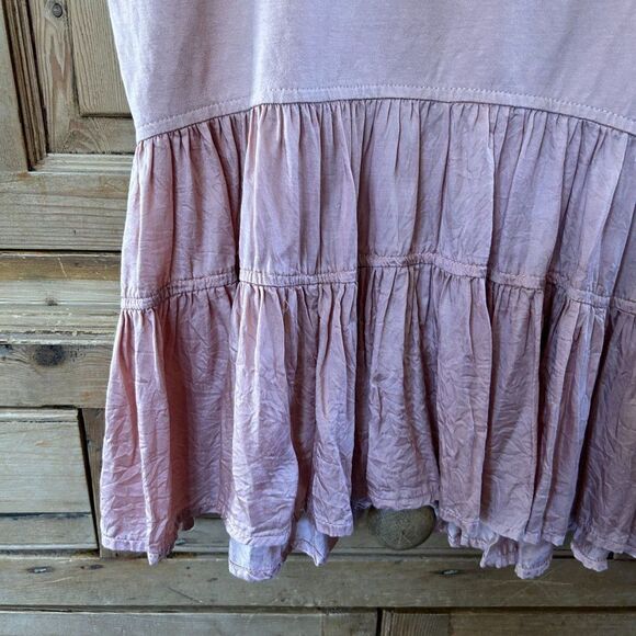 by Anthropologie‎ Small Top Pale Coral Pink Short Sleeve Ruffles Round Neck - Picture 4 of 11